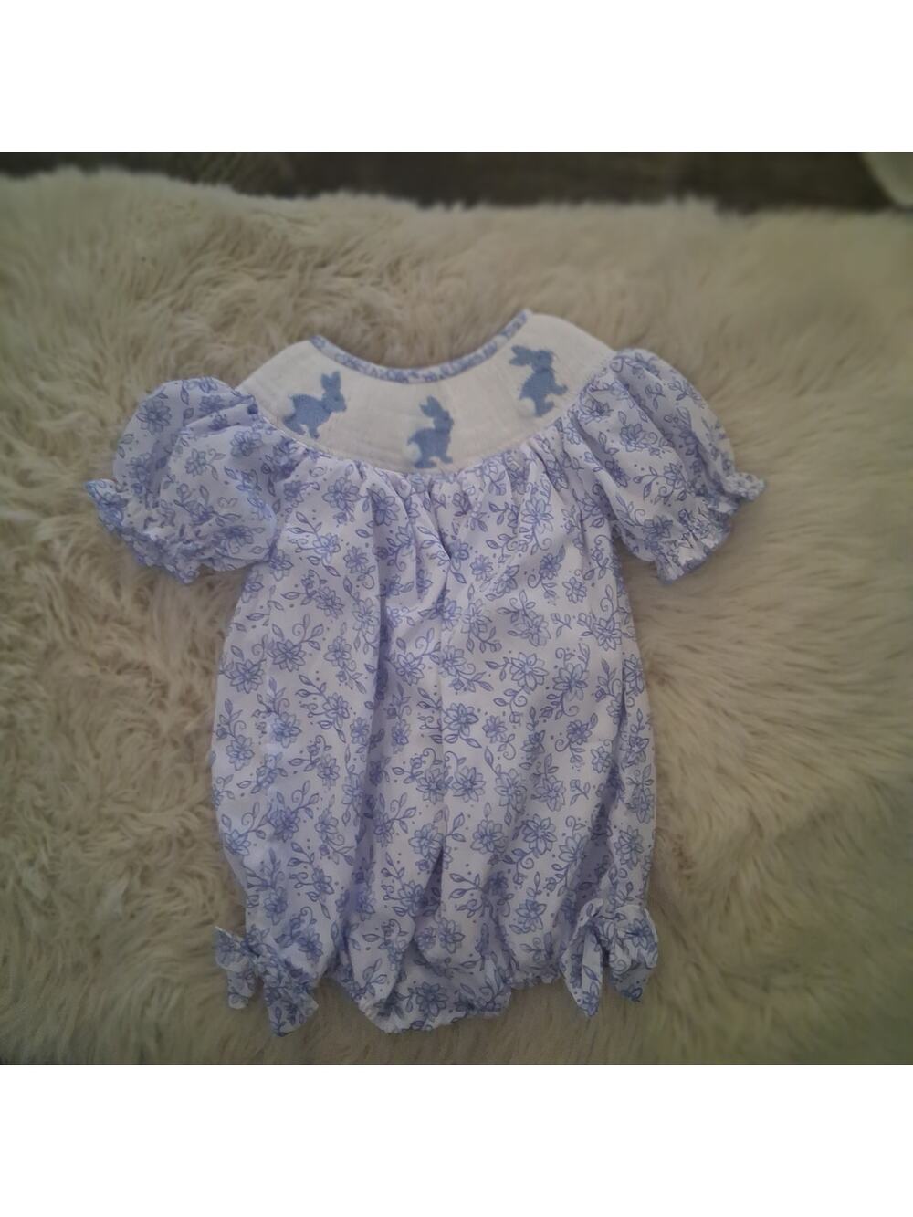 Smocked Flamingo one piece bubble romper 2t bunnies bunny